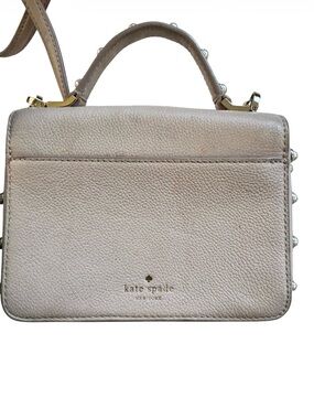 kate spade Leather Top-Handle Satchel in Light Beige with pearls